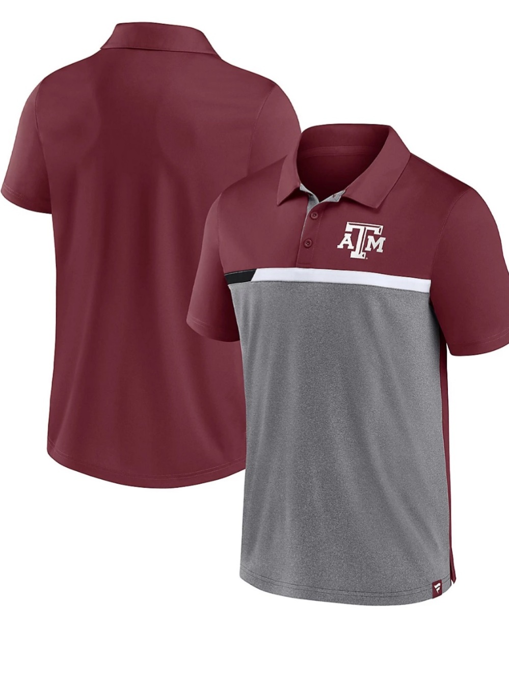 Fanatics Heathered Gray Texas AM Aggies Split Block Color Block Polo Sz XL New